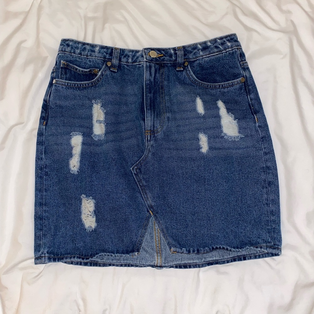 Distressed Jean Skirt